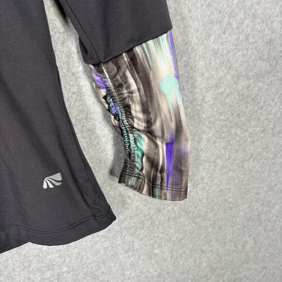 Marika Tek Top Medium Purple 1/4 Zip Base Layer Fleece Abstract Thumb Hole Artsy - Picture 4 of 11